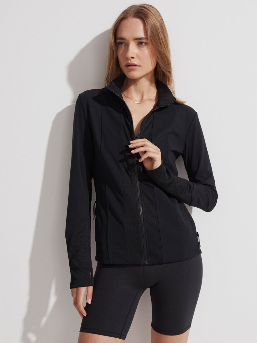 Varley Maywood Zip Up Track Jacket Black Size Small Athleisure Yoga Pilates